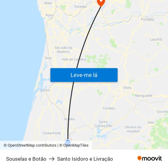 Souselas e Botão to Santo Isidoro e Livração map