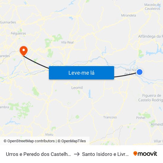 Urros e Peredo dos Castelhanos to Santo Isidoro e Livração map