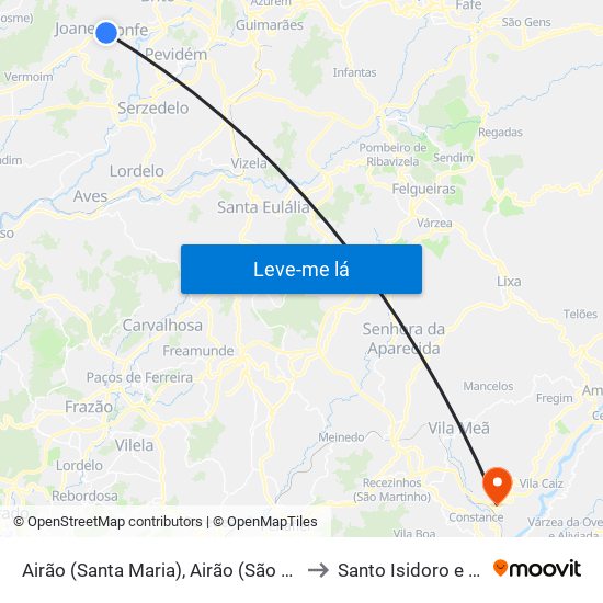 Airão (Santa Maria), Airão (São João) e Vermil to Santo Isidoro e Livração map