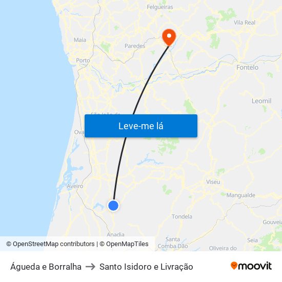 Águeda e Borralha to Santo Isidoro e Livração map