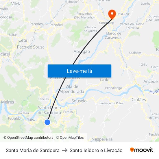 Santa Maria de Sardoura to Santo Isidoro e Livração map