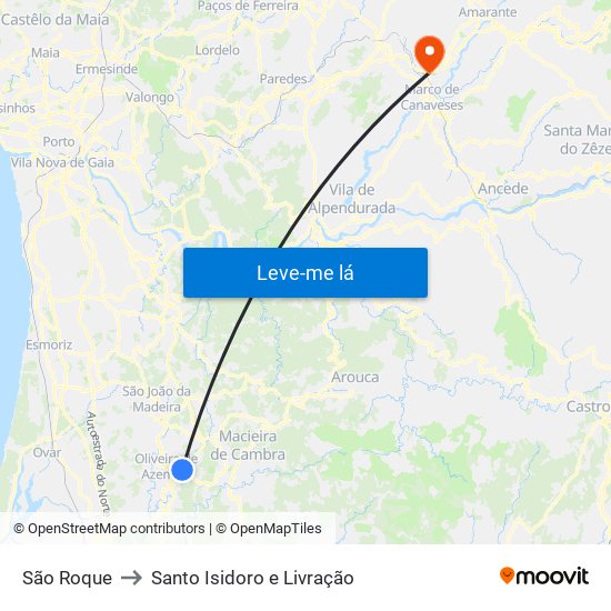 São Roque to Santo Isidoro e Livração map