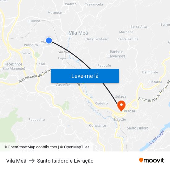 Vila Meã to Santo Isidoro e Livração map