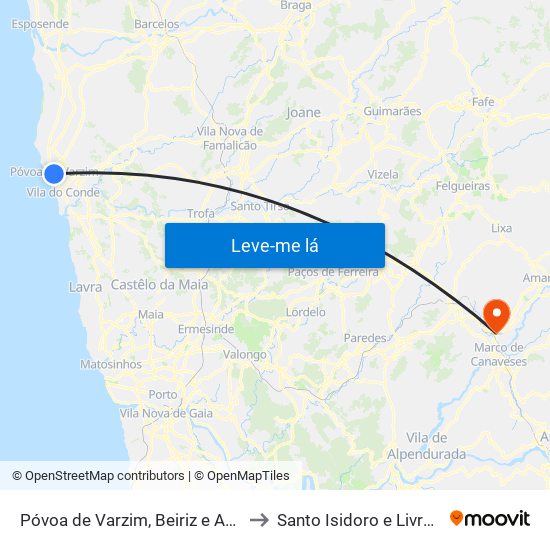 Póvoa de Varzim, Beiriz e Argivai to Santo Isidoro e Livração map