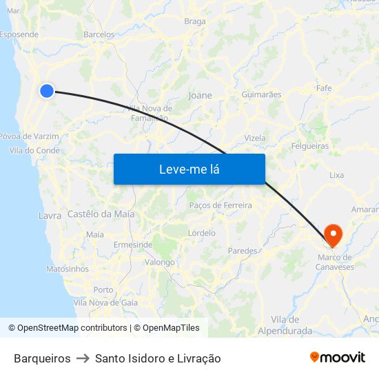 Barqueiros to Santo Isidoro e Livração map