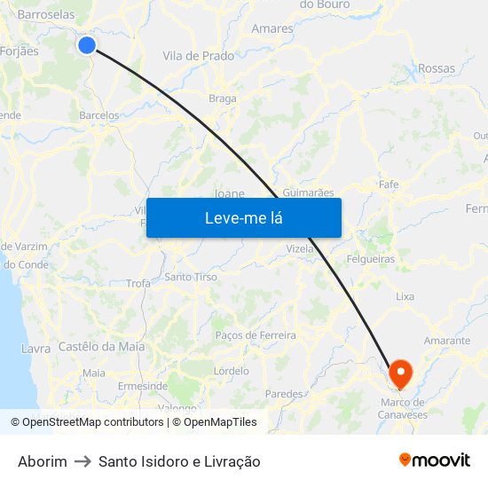 Aborim to Santo Isidoro e Livração map