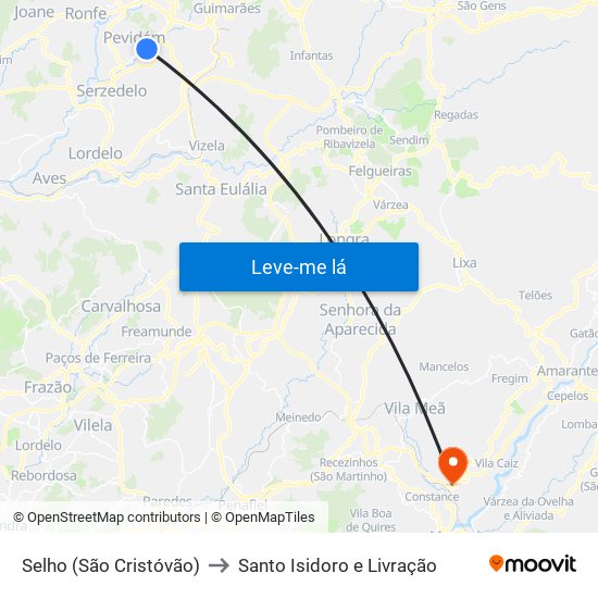 Selho (São Cristóvão) to Santo Isidoro e Livração map