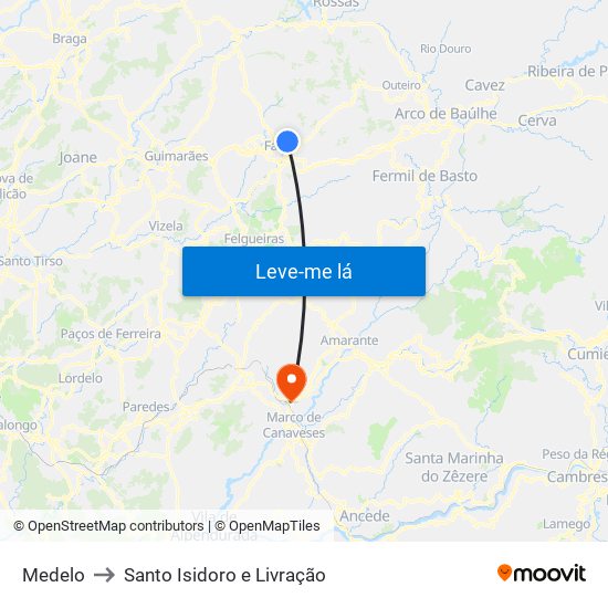 Medelo to Santo Isidoro e Livração map