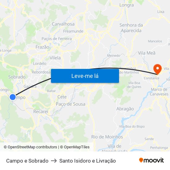 Campo e Sobrado to Santo Isidoro e Livração map