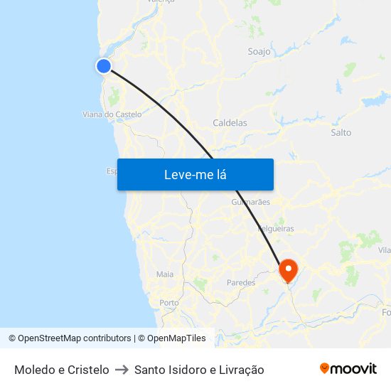 Moledo e Cristelo to Santo Isidoro e Livração map