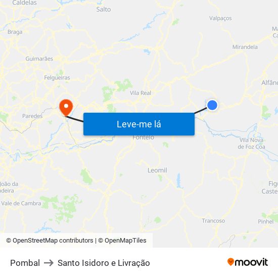 Pombal to Santo Isidoro e Livração map