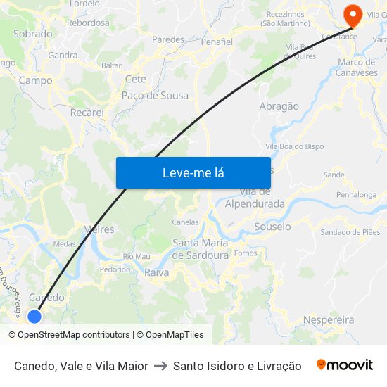 Canedo, Vale e Vila Maior to Santo Isidoro e Livração map