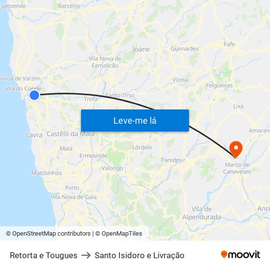 Retorta e Tougues to Santo Isidoro e Livração map