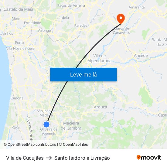 Vila de Cucujães to Santo Isidoro e Livração map