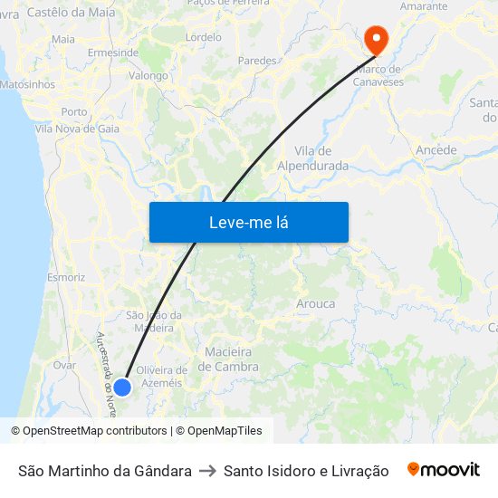 São Martinho da Gândara to Santo Isidoro e Livração map
