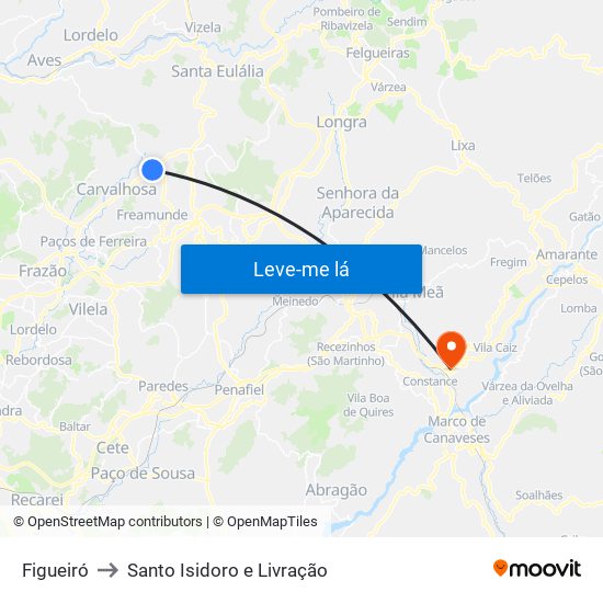 Figueiró to Santo Isidoro e Livração map