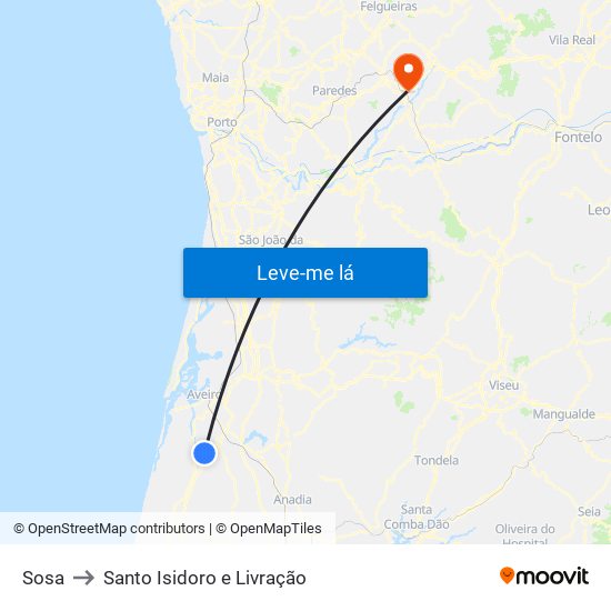 Sosa to Santo Isidoro e Livração map