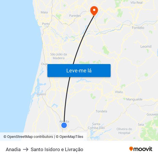 Anadia to Santo Isidoro e Livração map