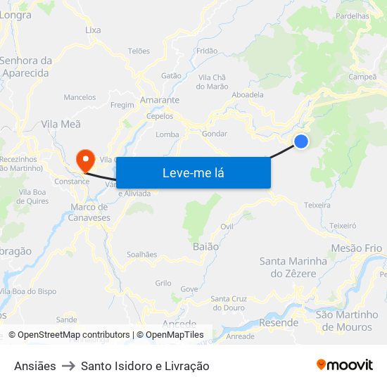 Ansiāes to Santo Isidoro e Livração map