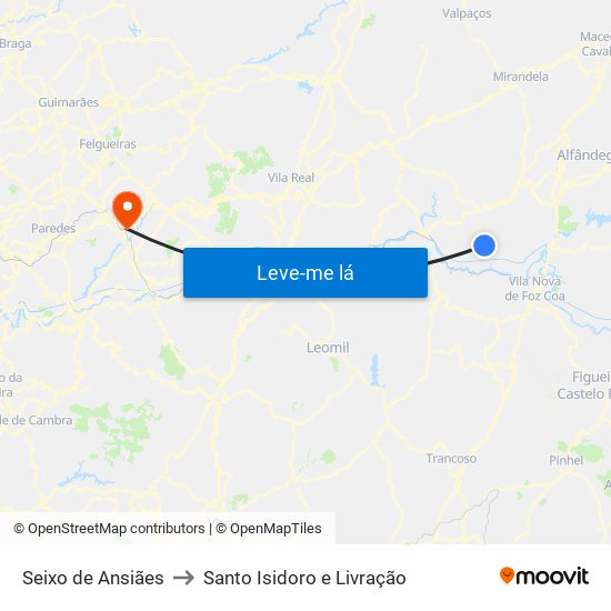 Seixo de Ansiães to Santo Isidoro e Livração map