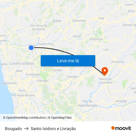 Bougado to Santo Isidoro e Livração map