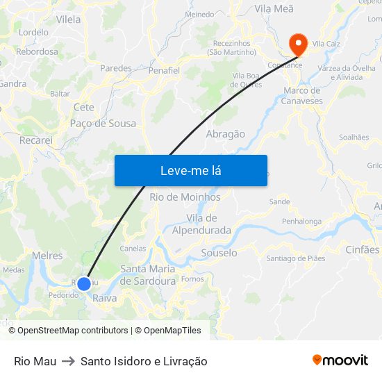 Rio Mau to Santo Isidoro e Livração map