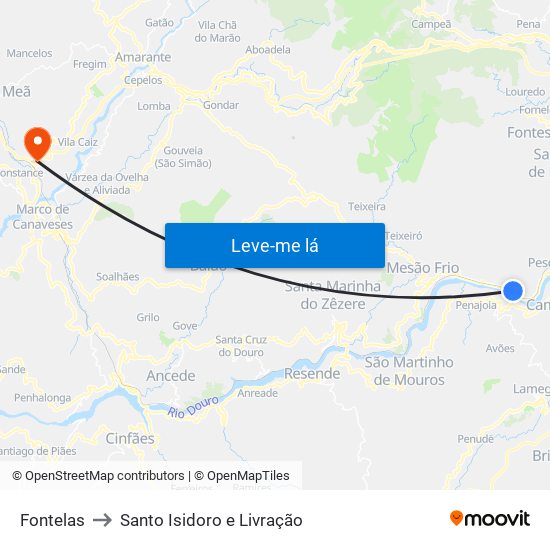 Fontelas to Santo Isidoro e Livração map