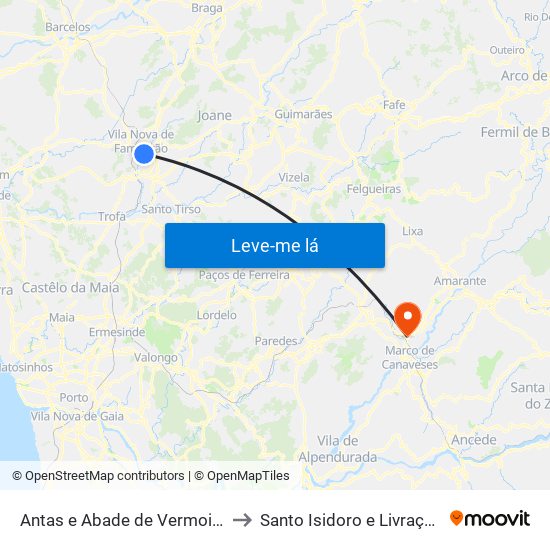 Antas e Abade de Vermoim to Santo Isidoro e Livração map