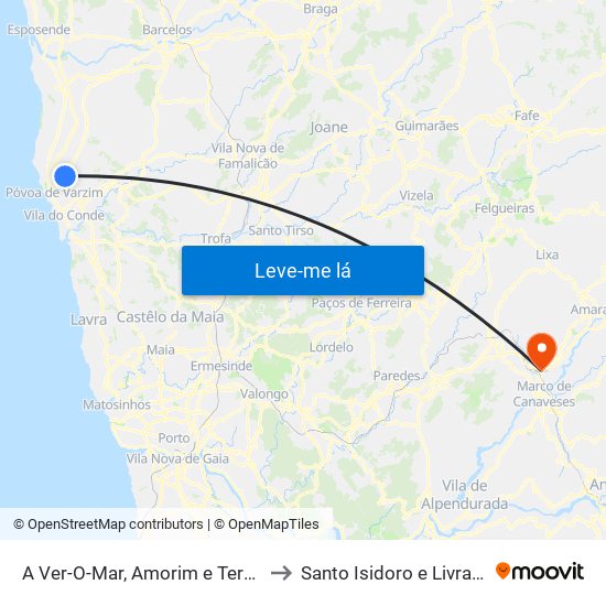 A Ver-O-Mar, Amorim e Terroso to Santo Isidoro e Livração map