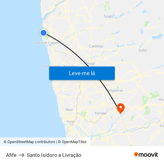 Afife to Santo Isidoro e Livração map