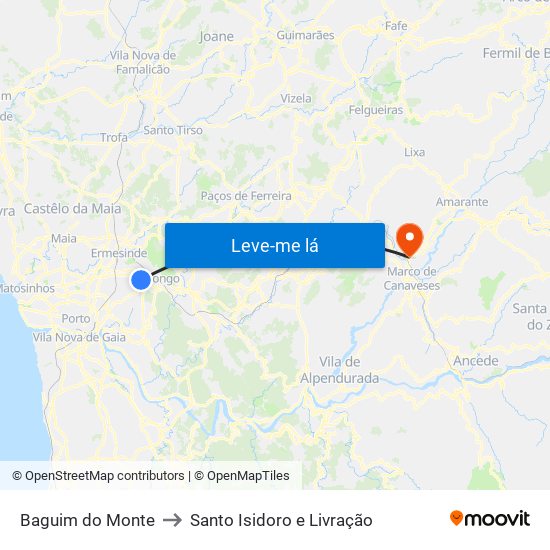 Baguim do Monte to Santo Isidoro e Livração map