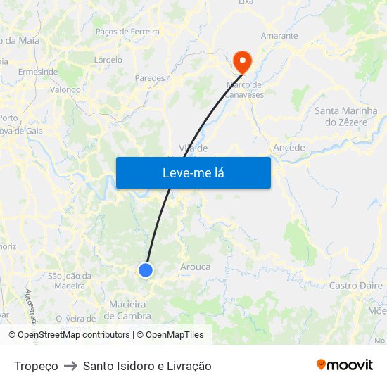 Tropeço to Santo Isidoro e Livração map