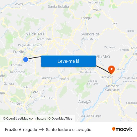 Frazão Arreigada to Santo Isidoro e Livração map