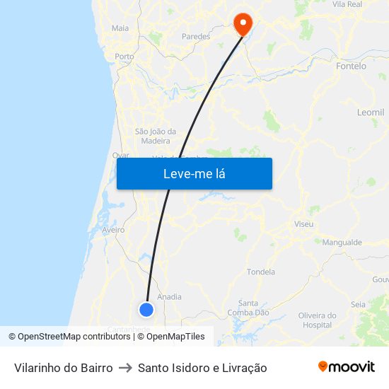 Vilarinho do Bairro to Santo Isidoro e Livração map