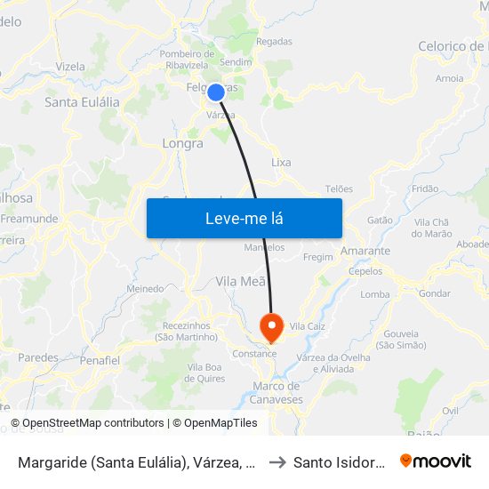 Margaride (Santa Eulália), Várzea, Lagares, Varziela e Moure to Santo Isidoro e Livração map