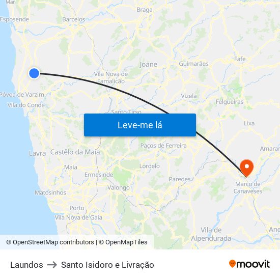 Laundos to Santo Isidoro e Livração map