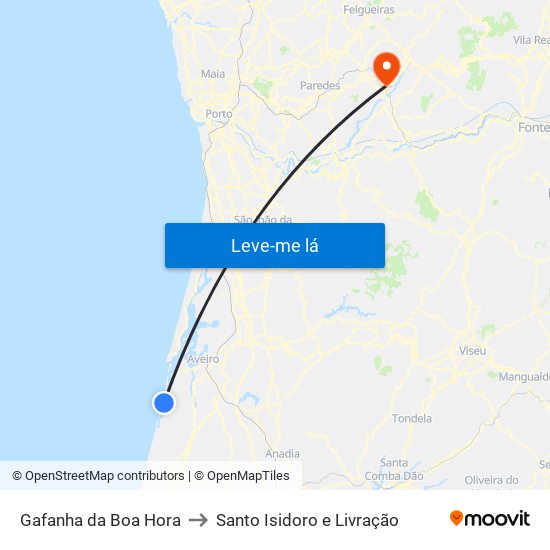 Gafanha da Boa Hora to Santo Isidoro e Livração map