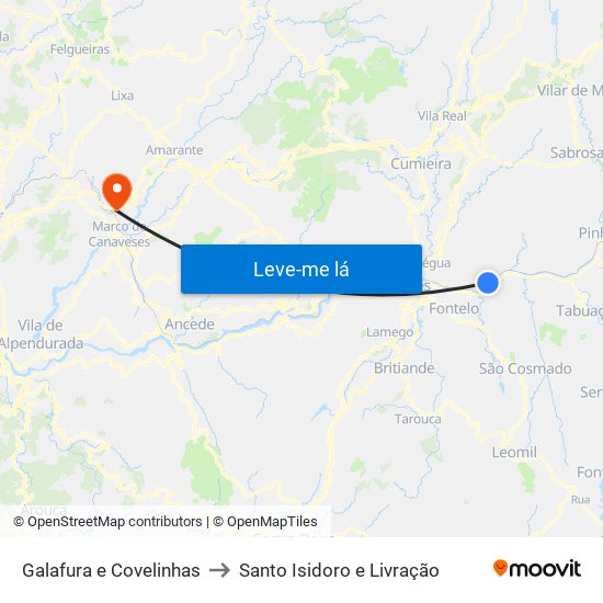 Galafura e Covelinhas to Santo Isidoro e Livração map