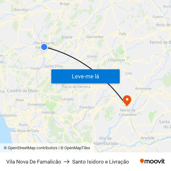 Vila Nova De Famalicão to Santo Isidoro e Livração map