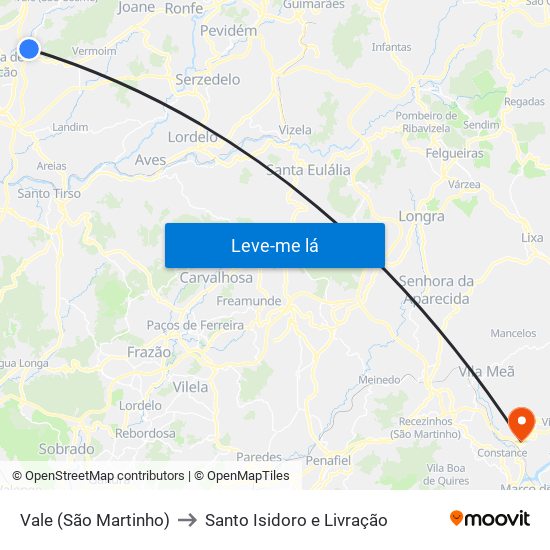 Vale (São Martinho) to Santo Isidoro e Livração map