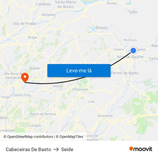 Cabeceiras De Basto to Seide map