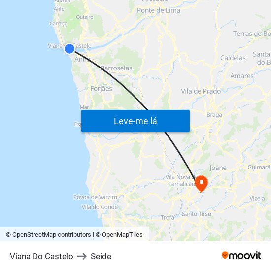 Viana Do Castelo to Seide map