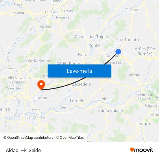 Aldão to Seide map
