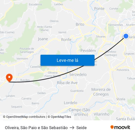 Oliveira, São Paio e São Sebastião to Seide map