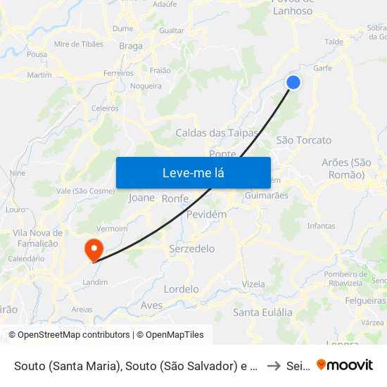 Souto (Santa Maria), Souto (São Salvador) e Gondomar to Seide map