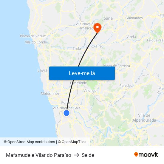 Mafamude e Vilar do Paraíso to Seide map