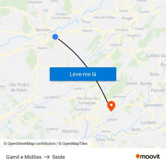 Gamil e Midões to Seide map