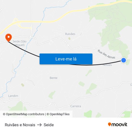 Ruivães e Novais to Seide map