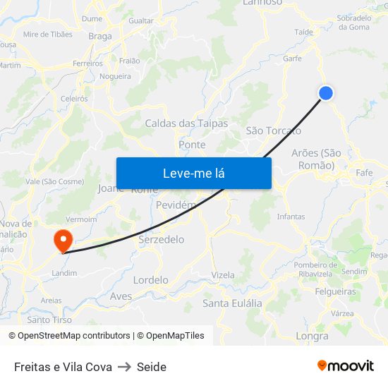 Freitas e Vila Cova to Seide map