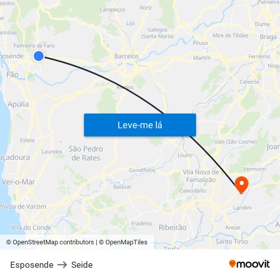 Esposende to Seide map
